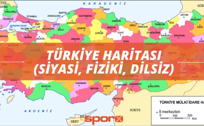 Türkiye Haritası İl ve İlçeler 2023: Türkiye, Siyasi, Fiziki, Dilsiz Haritası