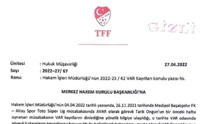 TFF, 14 sayfalk olay tutanaklar yaynlad!