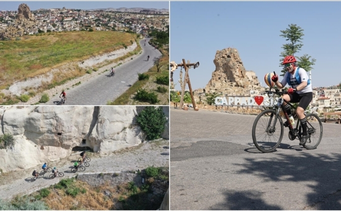 Kapadokya Bisiklet Festivali'nde 50 kilometrelik parkurdaki yarlar balad