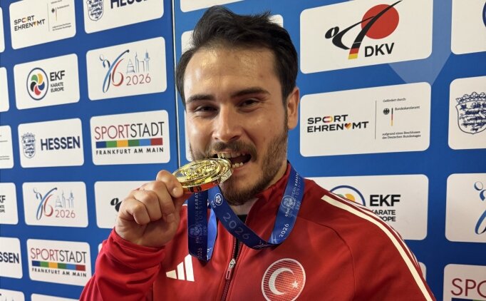 Avrupa �ampiyonu milli karateci Enes �zdemir, alt�n madalyan�n gurunu ya��yor