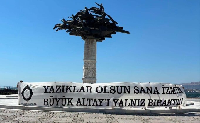 Altay'�n pankart� meydanlarda