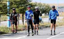 Milli sporcular asfaltta tekerlekli kayak antrenmanlaryla ka hazrland