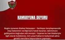 Hatayspor'dan hakem kararlar�na tepki